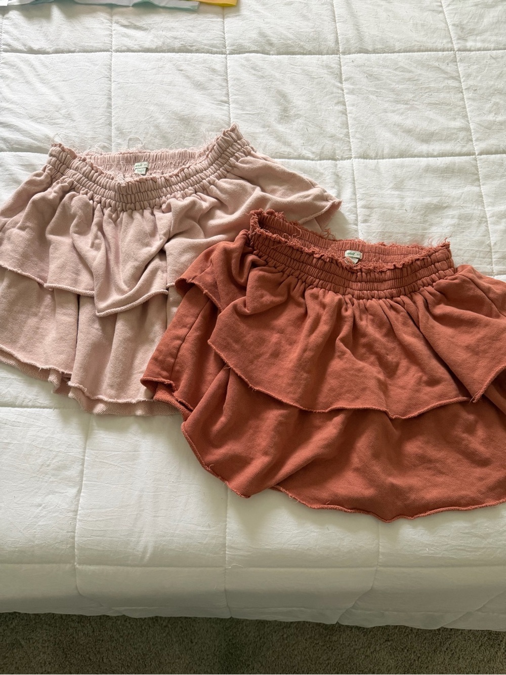 Aerie Tiered Ruffle Mini Skirts - Dusty Pink & Terracotta